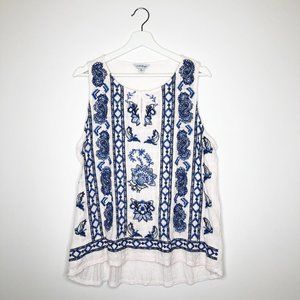 LUCKY BRAND Embroidered Sleeveless Blouse